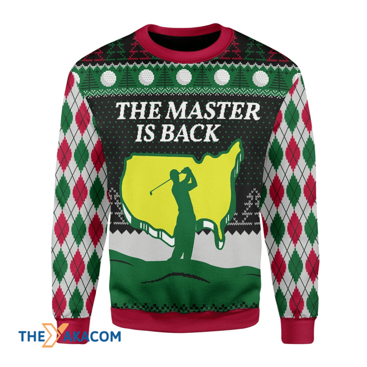 Merry Xmas The Golfer The Master Is Back Awesome Gift For Christmas Ugly Christmas Sweater