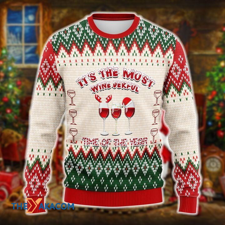 Merry Xmas The Most Wine-derful Time Of The Year Awesome Gift For Christmas Ugly Christmas Sweater