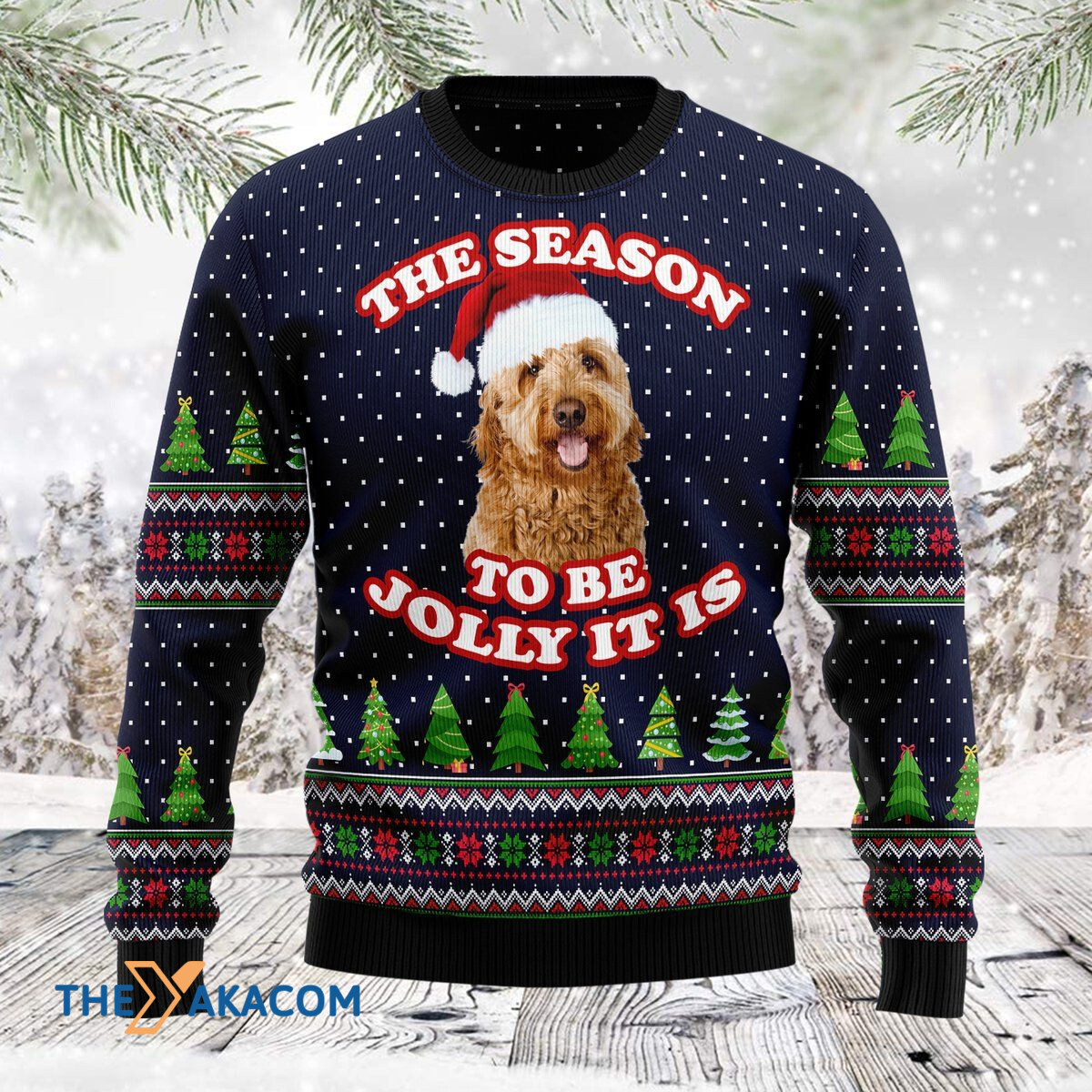 Merry Xmas The Season To Be Jolly Goldendoodle Awesome Gift For Christmas Ugly Christmas Sweater