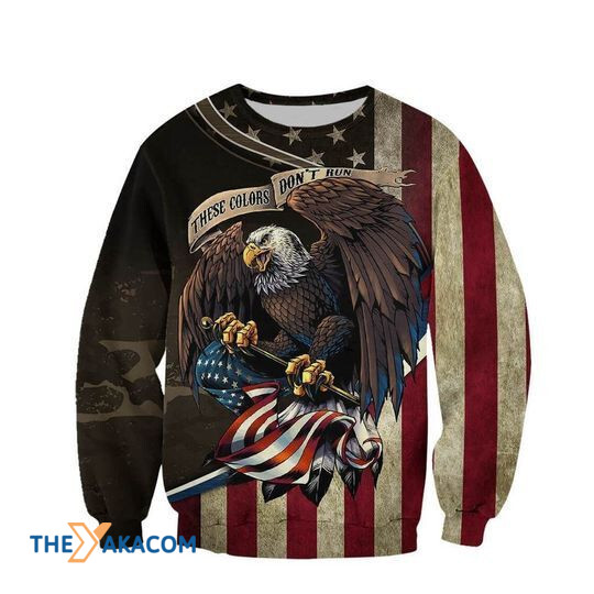 Merry Xmas There Colors Don't Run Eagle Veteran Distressed USA Flag Ugly Christmas Sweater