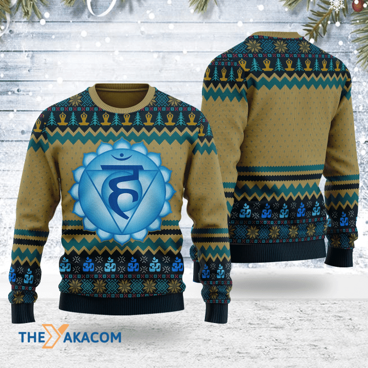 Merry Xmas Throat Chakra Blue Awesome Gift For Christmas Ugly Christmas Sweater