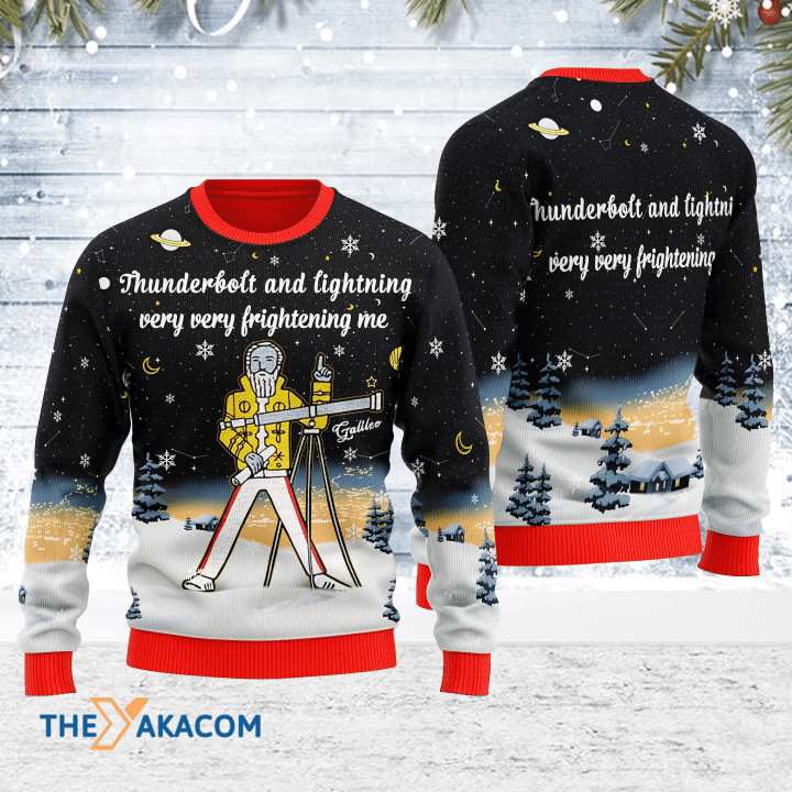 Merry Xmas Thunder Fightening Galileo Awesome Gift For Christmas Ugly Christmas Sweater