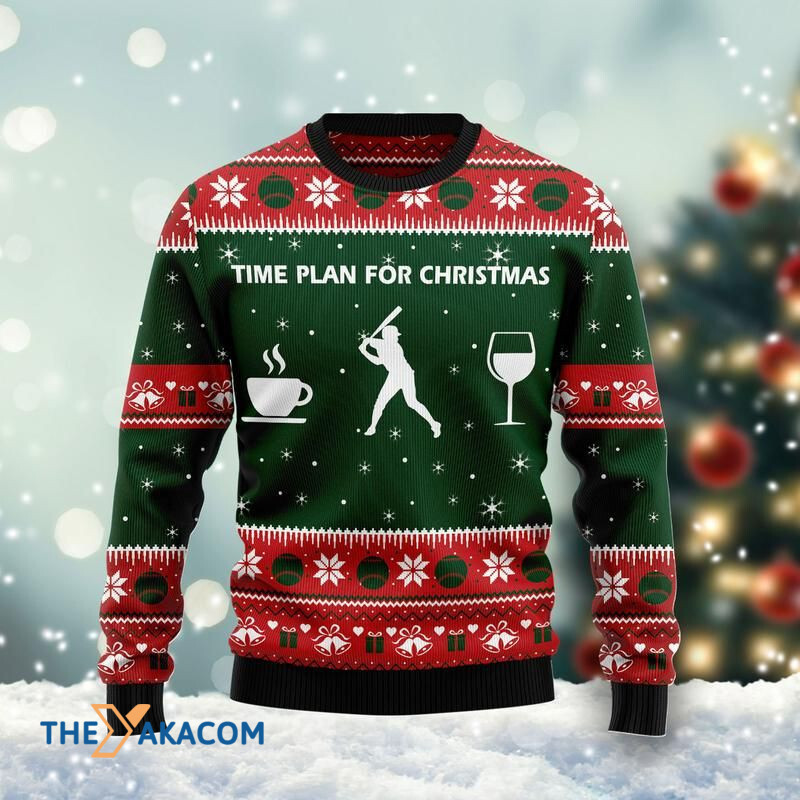 Merry Xmas Time Plan For Christmas Baseball Awesome Gift For Christmas Ugly Christmas Sweater