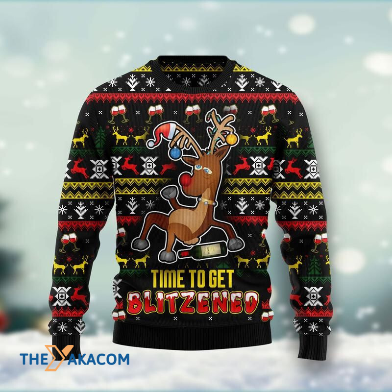 Merry Xmas Time To Get Blitzened Awesome Gift For Christmas Ugly Christmas Sweater