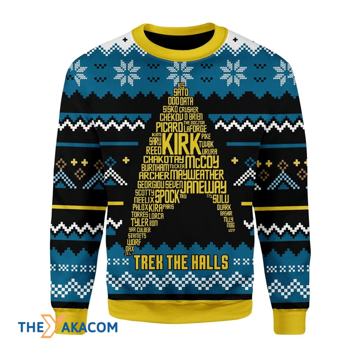 Merry Xmas Trek The Halls Name Awesome Gift For Christmas Ugly Christmas Sweater