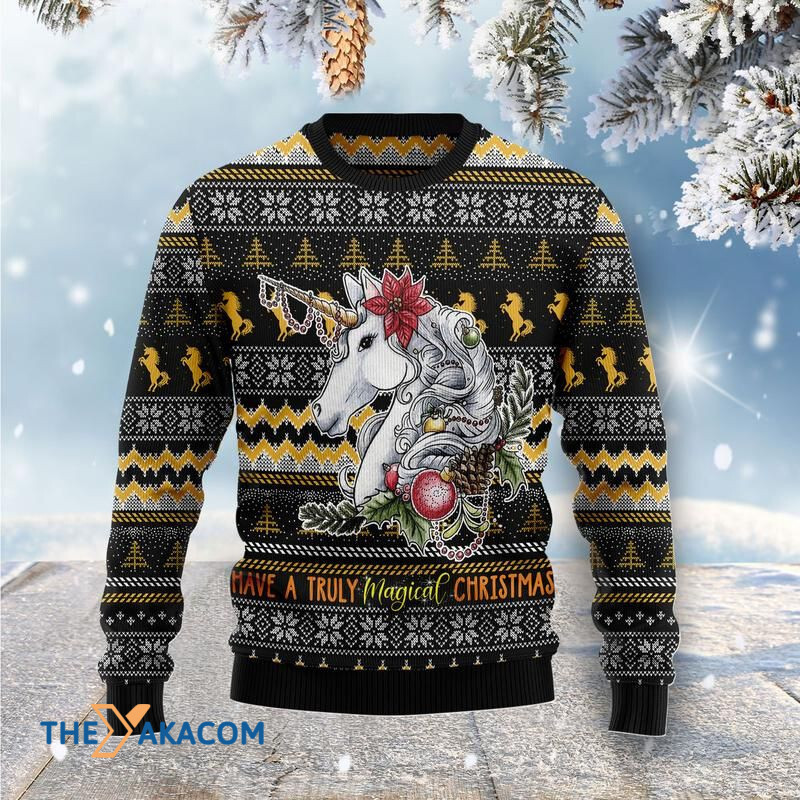 Merry Xmas Truly Magical Unicorn Awesome Gift For Christmas Ugly Christmas Sweater