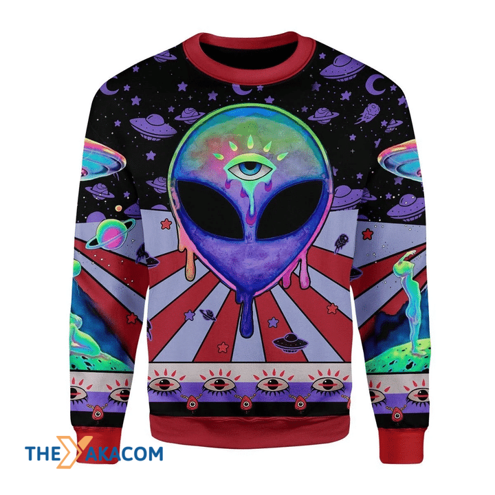 Merry Xmas UFO Hologram Awesome Gift For Christmas Ugly Christmas Sweater