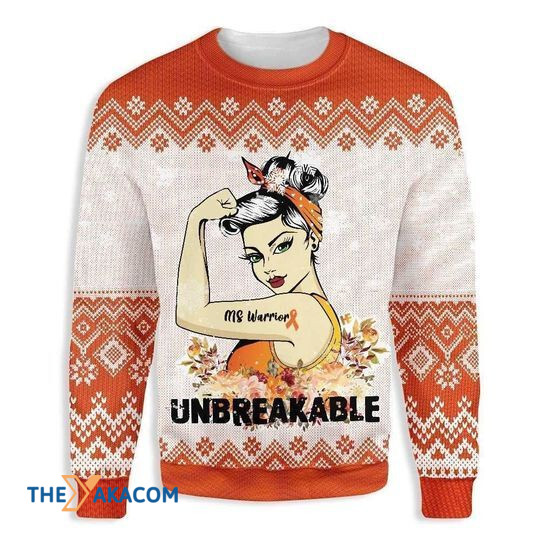 Merry Xmas Unbreakable Multiple Sclerosis Awareness Ugly Christmas Sweater