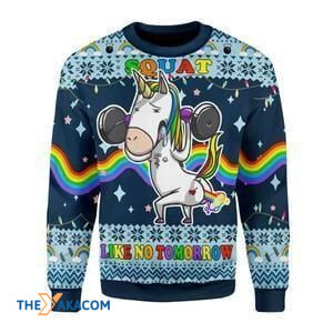 Merry Xmas Unicorn Squat Like No Tomorrow Gift For Christmas Party Ugly Christmas Sweater