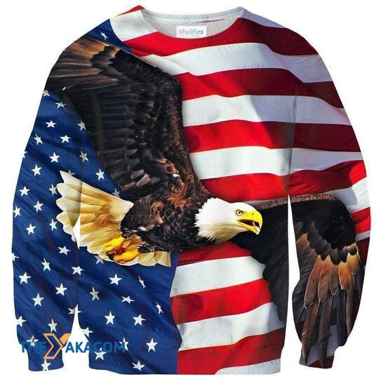 Merry Xmas Us Flag Eagle Us Pride And Special Pattern Ugly Christmas Sweater