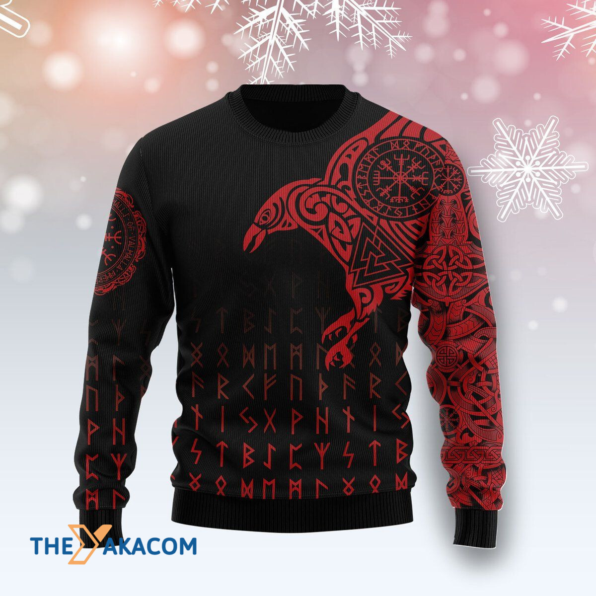 Merry Xmas Vikings The Raven of Odin Tattoo Awesome Gift For Christmas Ugly Christmas Sweater