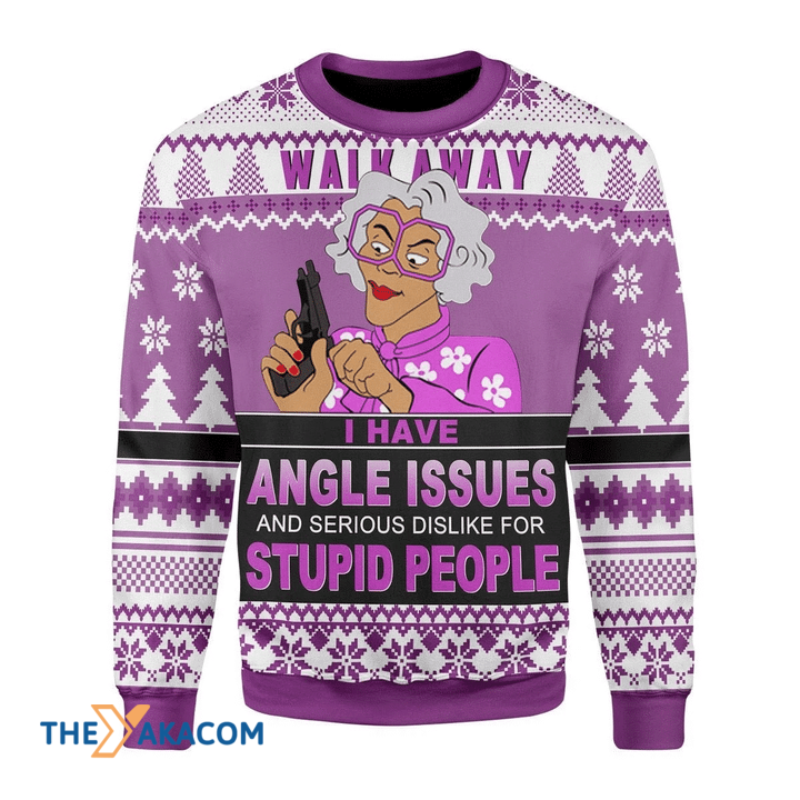 Merry Xmas Walk Away And Serious Dislike For Stupid People Awesome Gift For Christmas Ugly Christmas Sweater