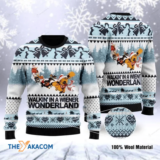 Merry Xmas Walkin' In A Wiener Wonderland Gift For Christmas Party Ugly Christmas Sweater