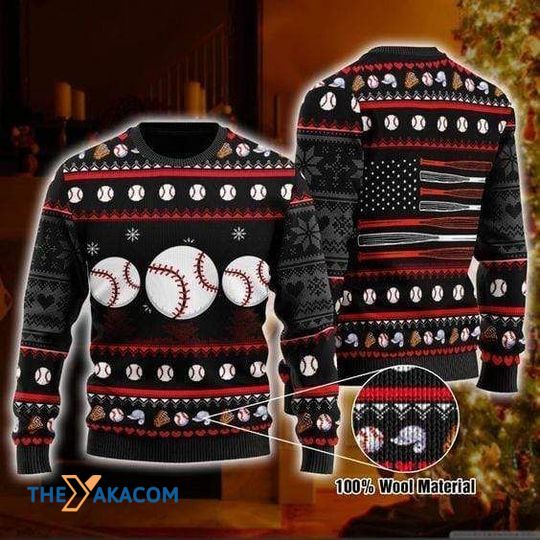 Merry Xmas With Amazing Baseball Flag And Special Pattern Christmas Sweater