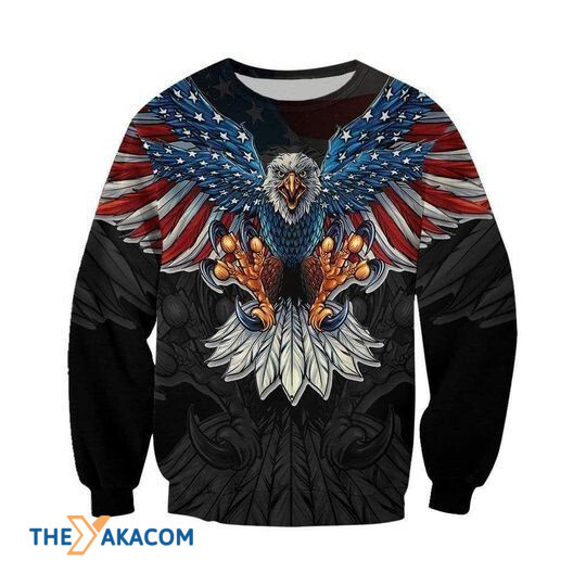 Merry Xmas With Amazing Cool Eagle American Flag Veteran And Special Pattern Ugly Christmas Sweater