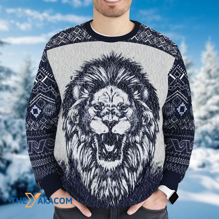 Merry Xmas With Amazing Lion Roar Awesome Gift For Christmas Ugly Christmas Sweater