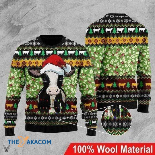 Merry Xmas With Awesome Pattern Happy Baby Cows Merry Wool Christmas Sweater