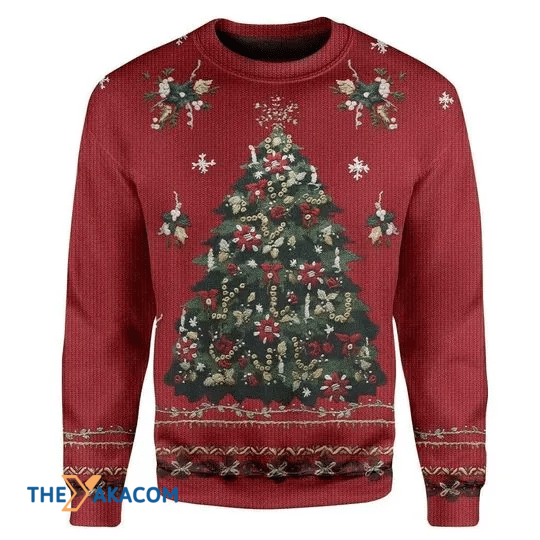 Merry Xmas With Christmas Tree Gift For Christmas Party Ugly Christmas Sweater