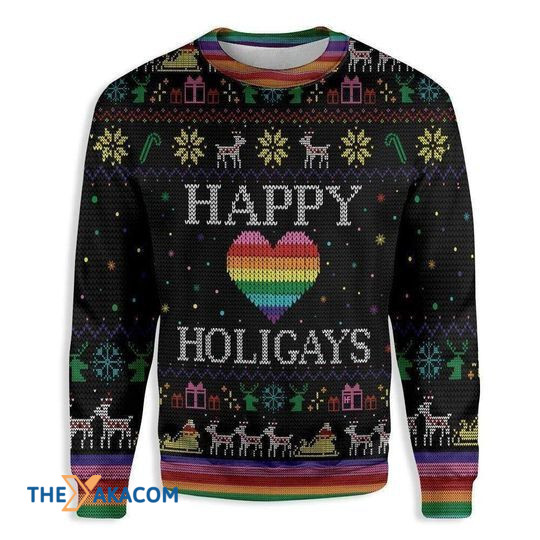 Merry Xmas With Happy Holigays Lgbt And Special Pattern Ugly Christmas Sweater