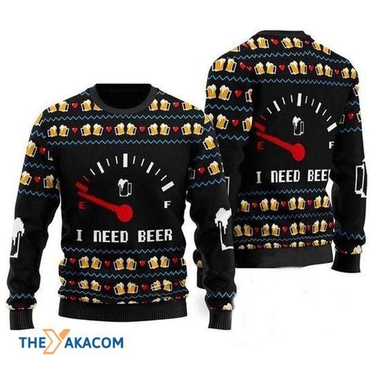 Merry Xmas With Simple Pattern And I Need Beer Black We Bare Beer Christmas Sweater