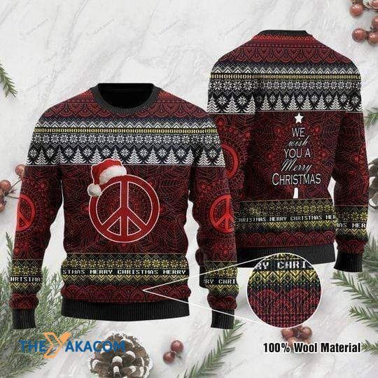 Merry Xmas With Special Pattern Peace We Wish You A Merry Christmas Sweater