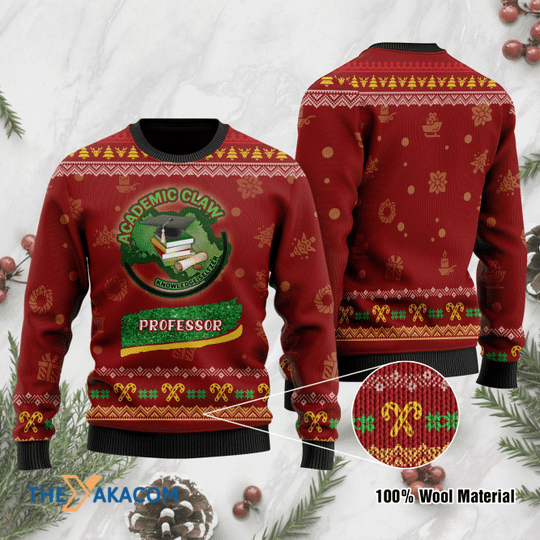 Merry Xmas With Teacher Academic Claw And Professor Special Pattern Ugly Christmas Sweater