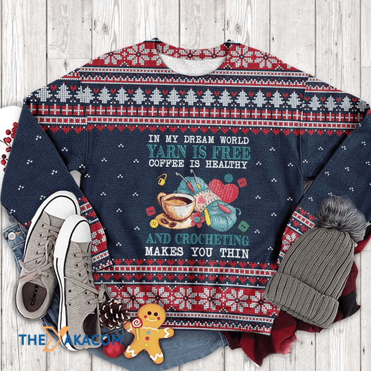 Merry Xmas Yarn Is Free Crochet Sewing Gift For Christmas Party Ugly Christmas Sweater