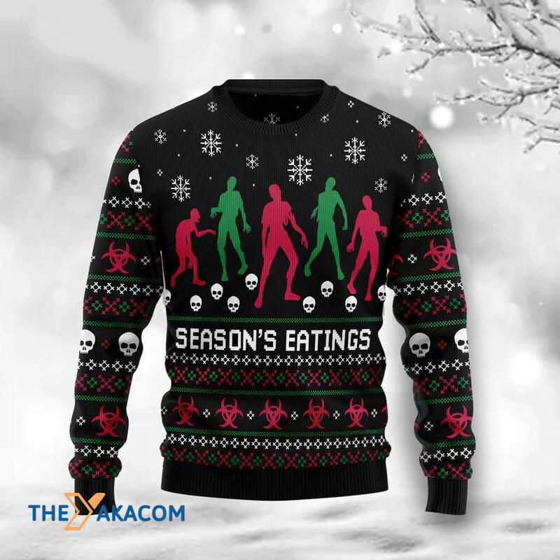 Merry Xmas Zoombie Season Eatings Awesome Gift For Christmas Ugly Christmas Sweater