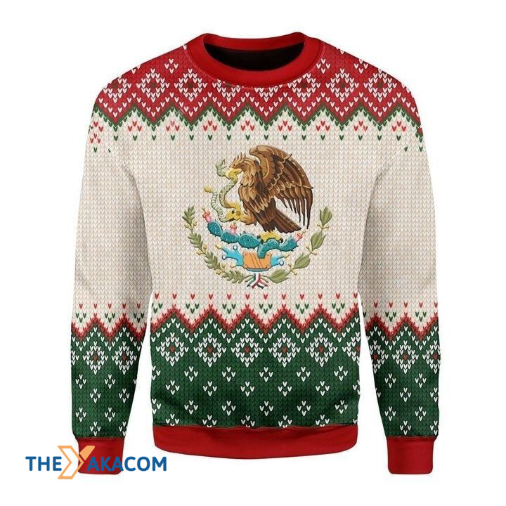 Mexico Flag And An Eagle Gift For Christmas Ugly Christmas Sweater