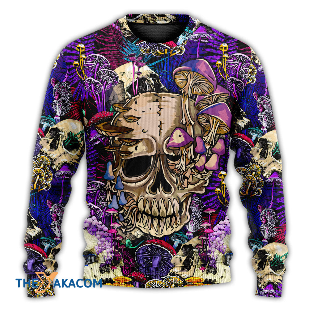 Mushroom Crazy Bright Magic Psychedelic Skull Gift For Lover Ugly Christmas Sweater