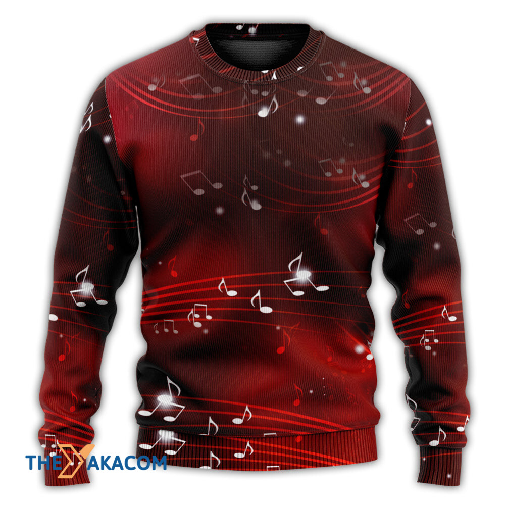 Music Musical Notes And Blurry Lights On Dark Red Gift For Lover Ugly Christmas Sweater