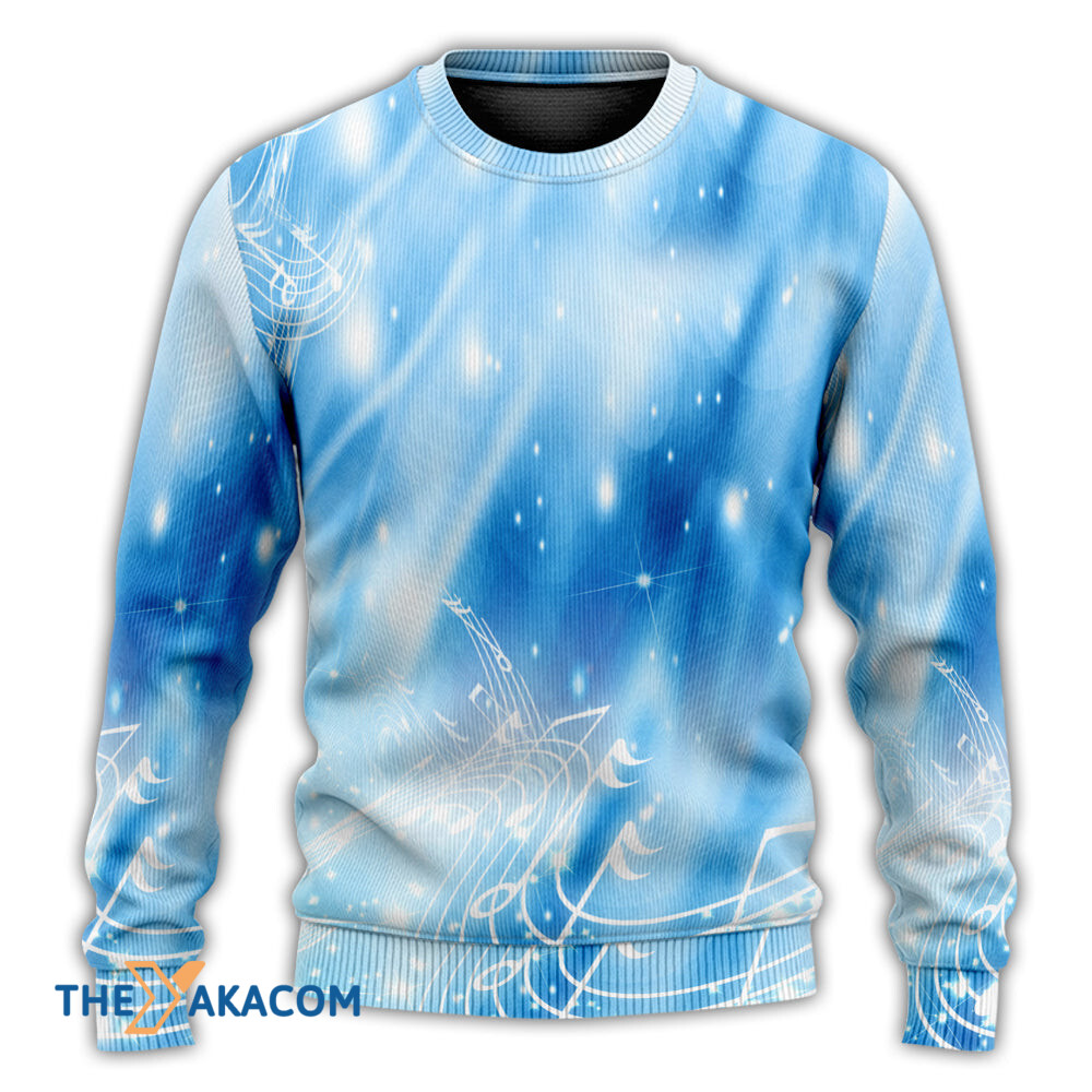 Music Musical Notes on A Dark Blue Gift For Lover Ugly Christmas Sweater