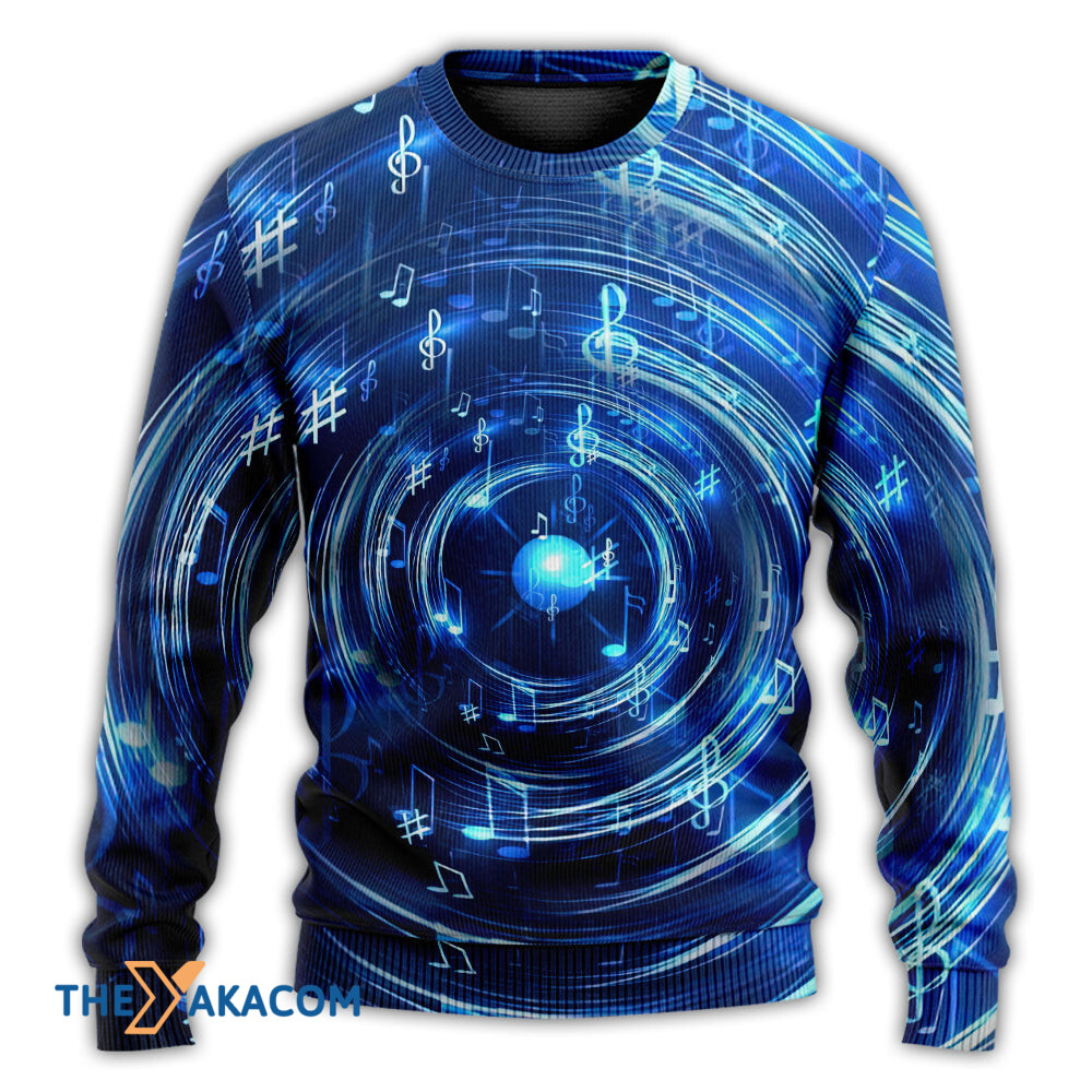 Music Neon Circle Music Notes Gift For Lover Ugly Christmas Sweater