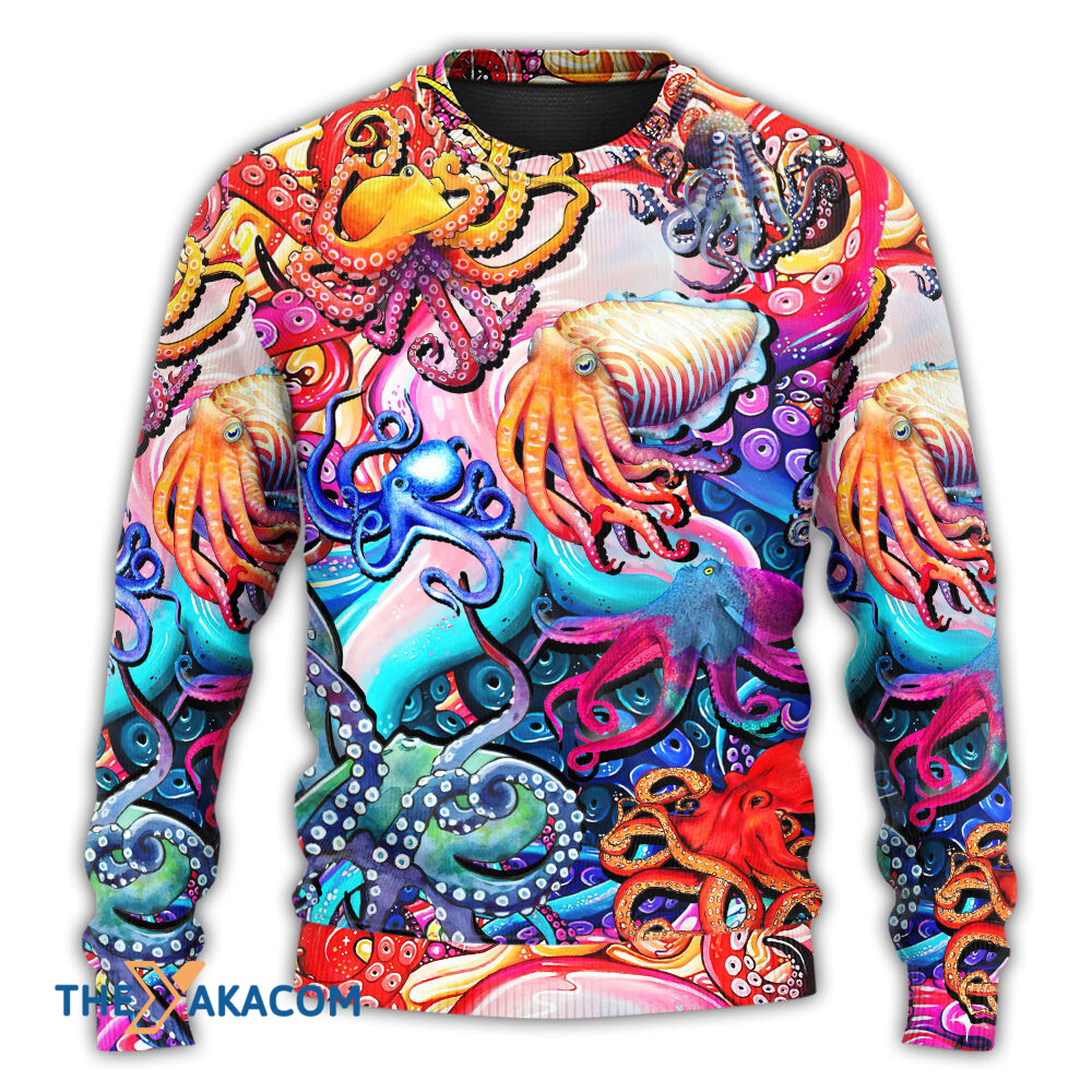 Octopus Colorful Lover Art Style Gift For Lover Ugly Christmas Sweater