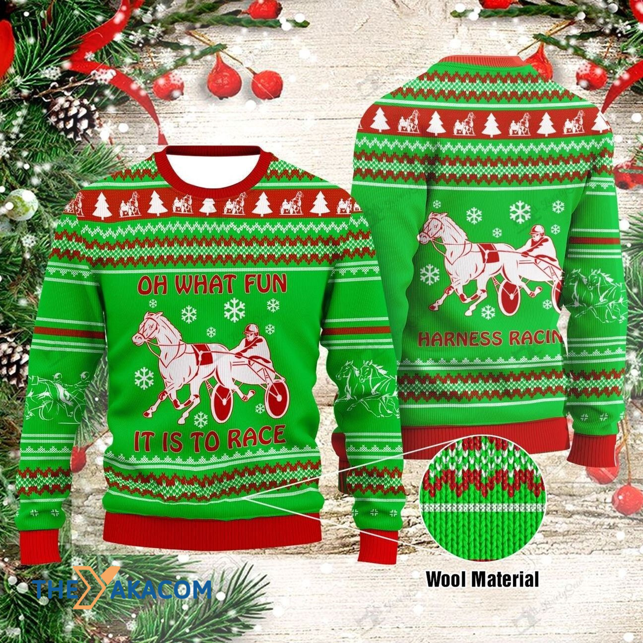 Oh What Fun Carthorse Racing Gift For Christmas Ugly Christmas Sweater