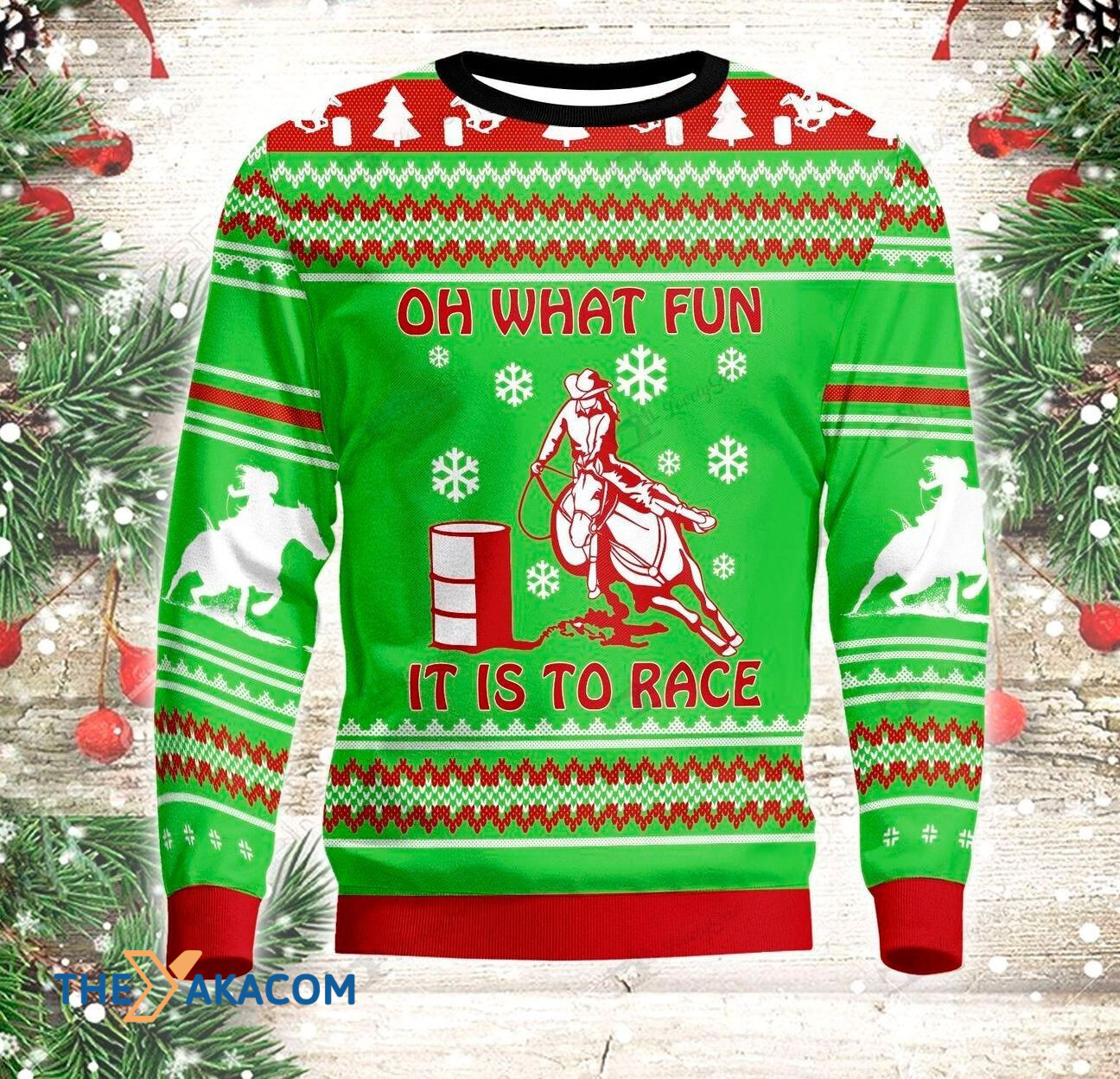 Oh What Fun Cowboy Barrel Racing Gift For Christmas Ugly Christmas Sweater