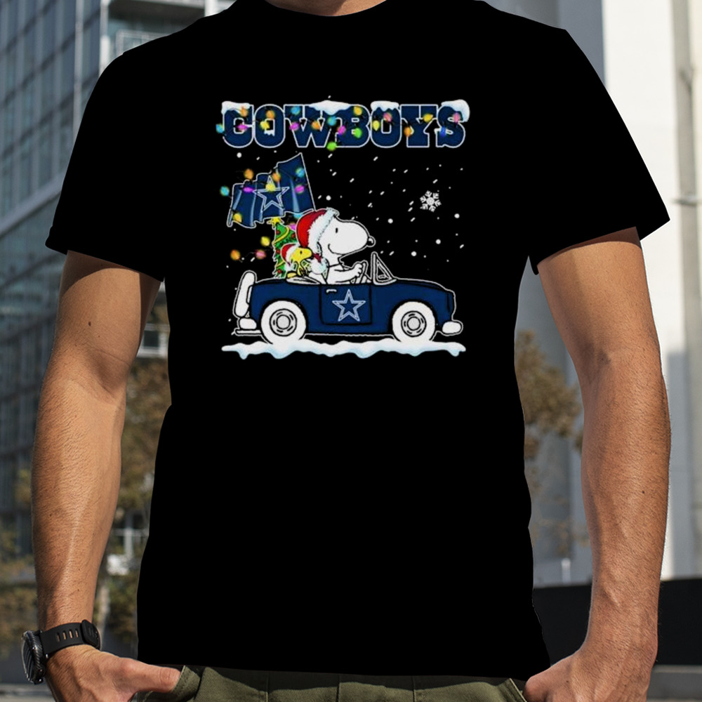 Peanuts Snoopy And Woodstock Drive Car Dallas Cowboys Christmas shirt