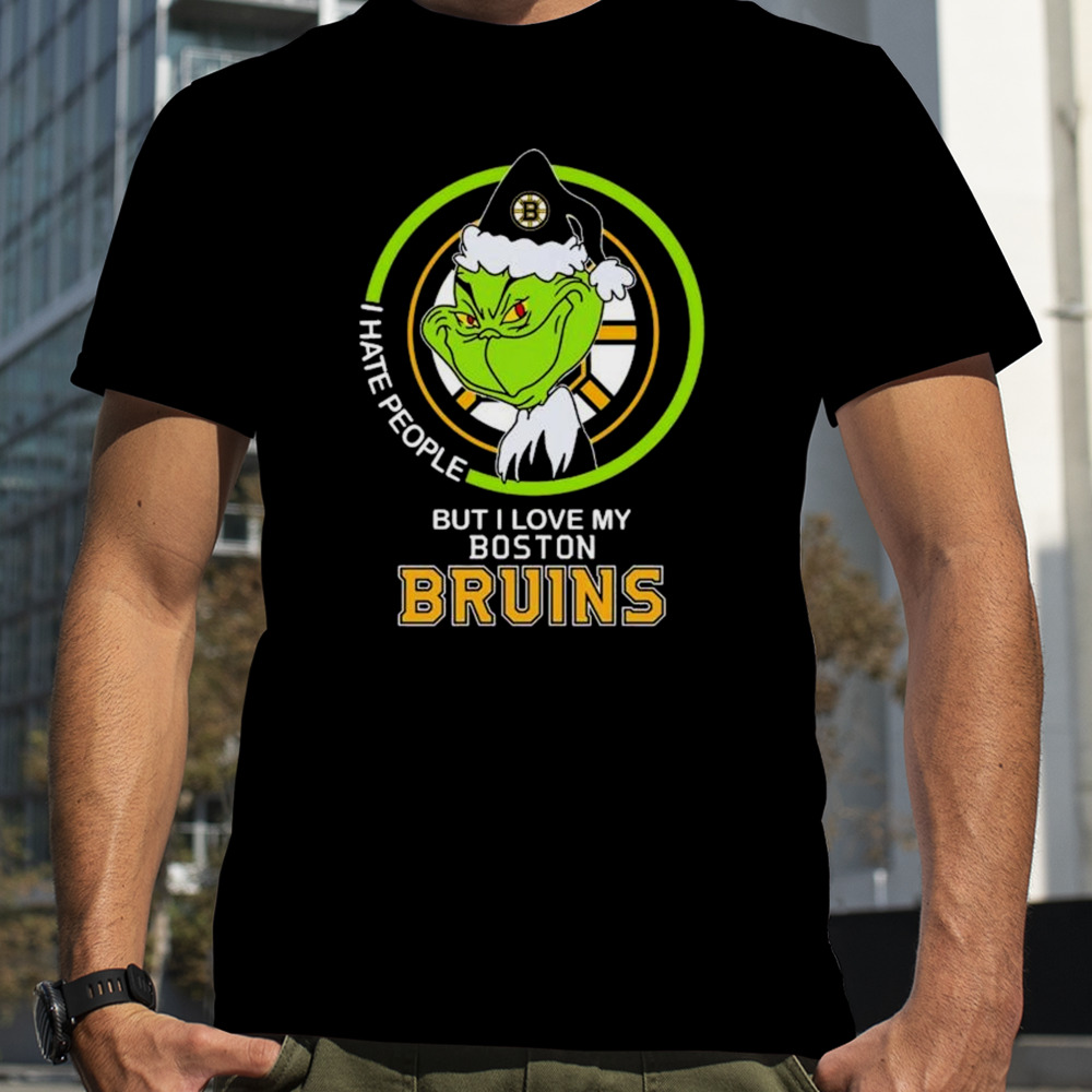 Santa Grinch I Hate People But I Love My Boston Bruins Hockey shirt