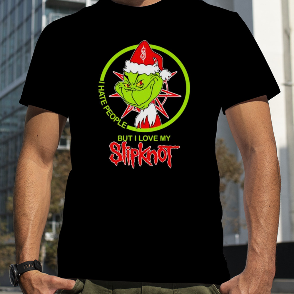 Santa Grinch I hate people Slipknot merry christmas shirt