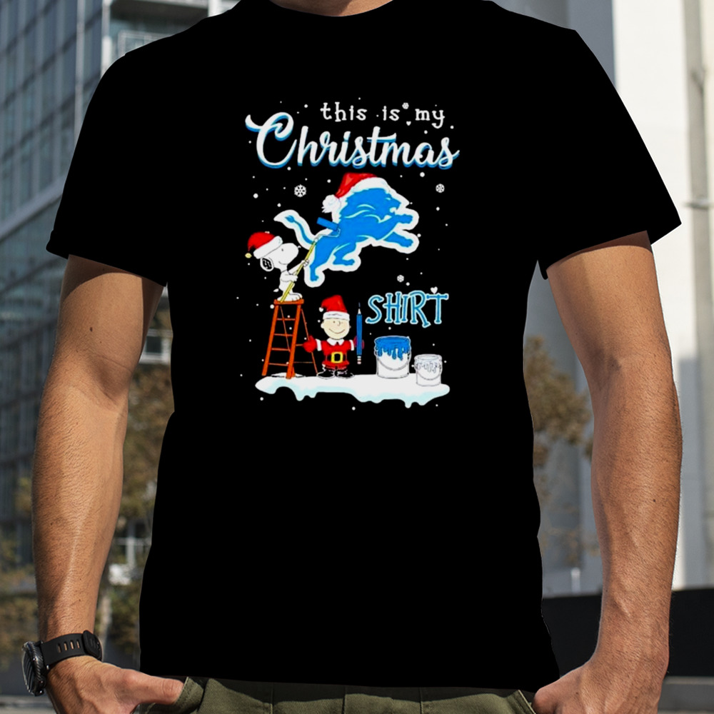 Snoopy And Charlie Brown Nfl Detroit Lions This Is My Christmas T-shirt