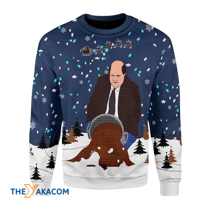 A Man Hold A Brown Wolf Gift For Christmas Ugly Christmas Sweater