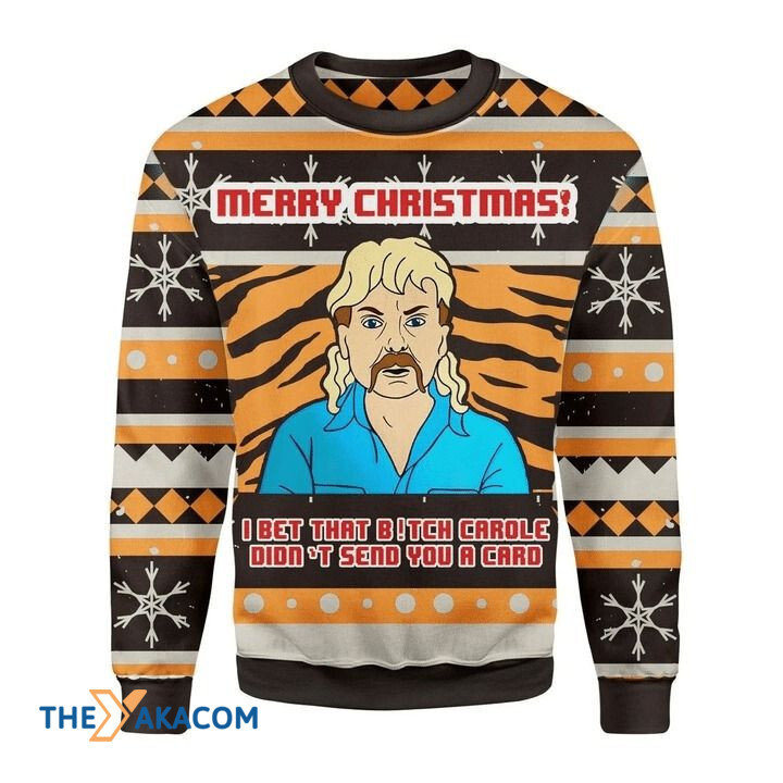 Awesome Man Merry Christmas I Bet That B!tch Carrole Didn't Send You A Card Gift For Christmas Ugly Christmas Sweater