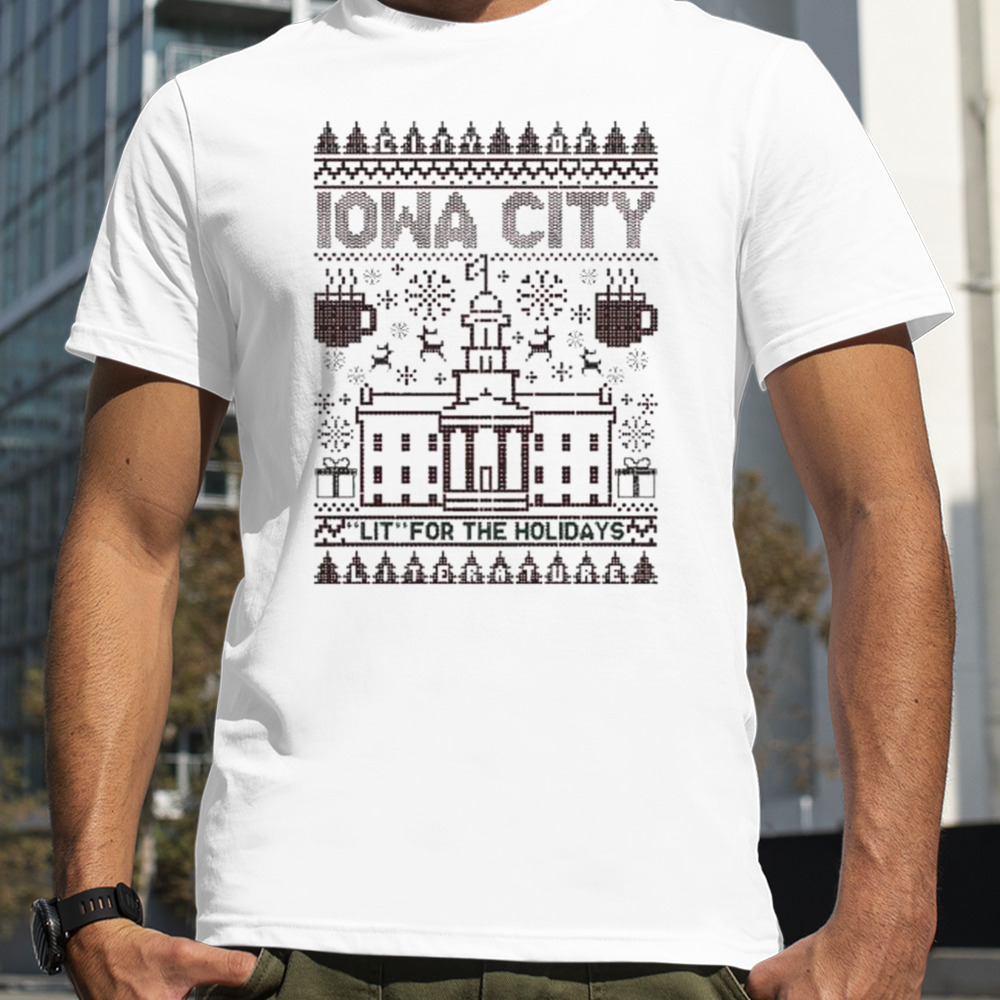 Iowa City Lit For The Holidays Ugly Christmas Raygun Shirt