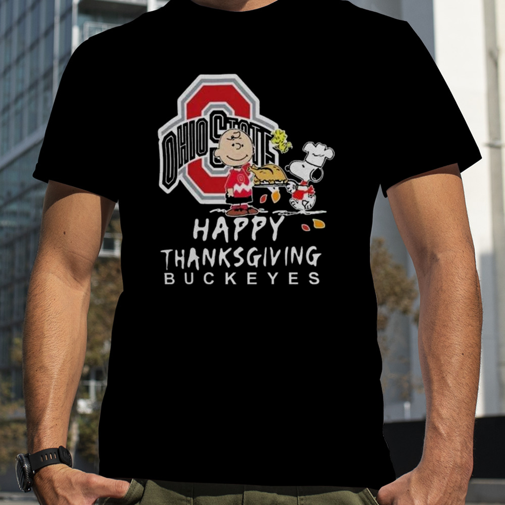 Ohio State Buckeyes Charlie Brown And Snoopy Happy Thanksgiving Shirt