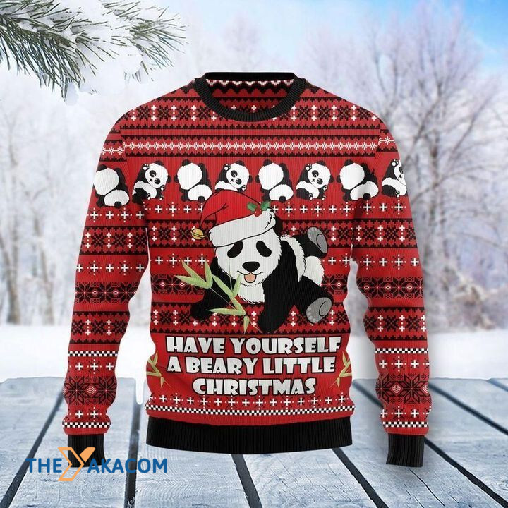 Panda Eat Bamboo Have Yourself A Beary Little Christmas Gift For Christmas Ugly Christmas Sweater