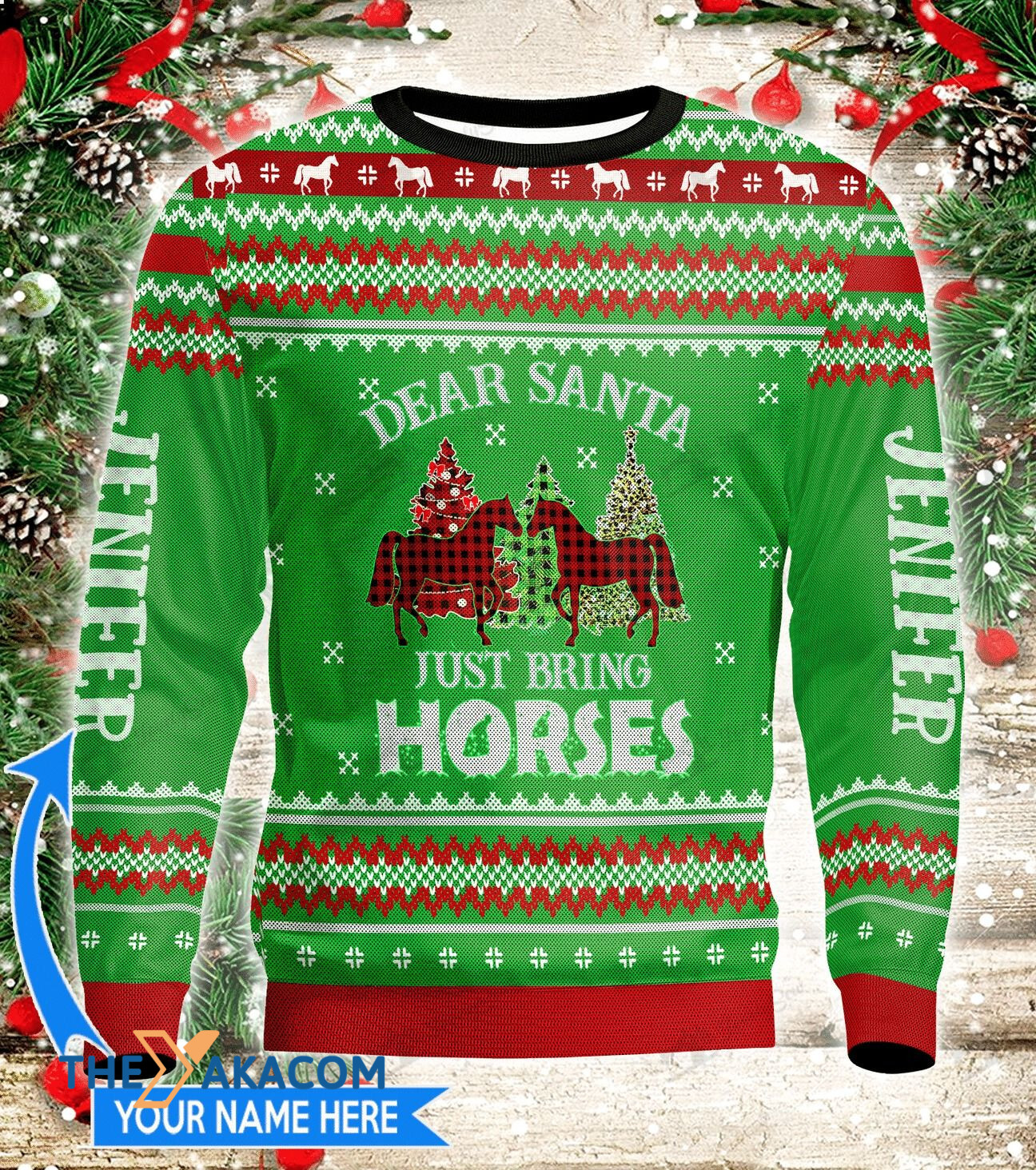 Personalized A Couple Of Horses Just Bring Horse Gift For Christmas Ugly Christmas Sweater