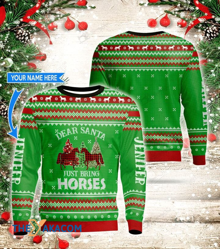 Personalized Christmas Day's Black And Red Caro Horse Gift For Christmas Ugly Christmas Sweater