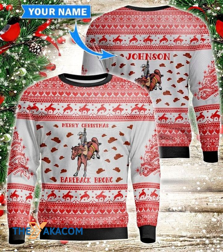 Personalized Christmas Day's Cowboy Rides Horse Gift For Christmas Ugly Christmas Sweater