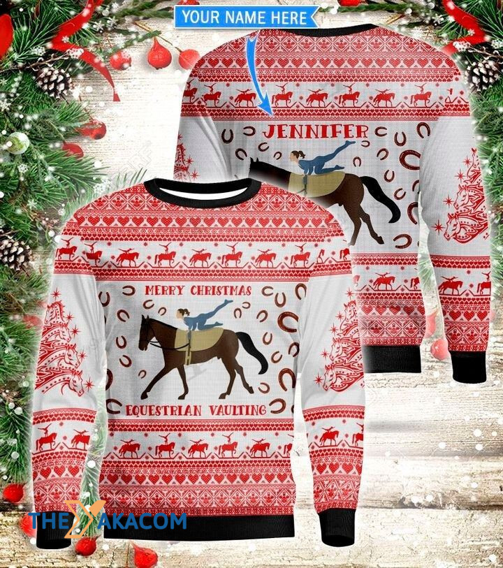 Personalized Christmas Day's Equestrian Vaulting Gift For Christmas Ugly Christmas Sweater