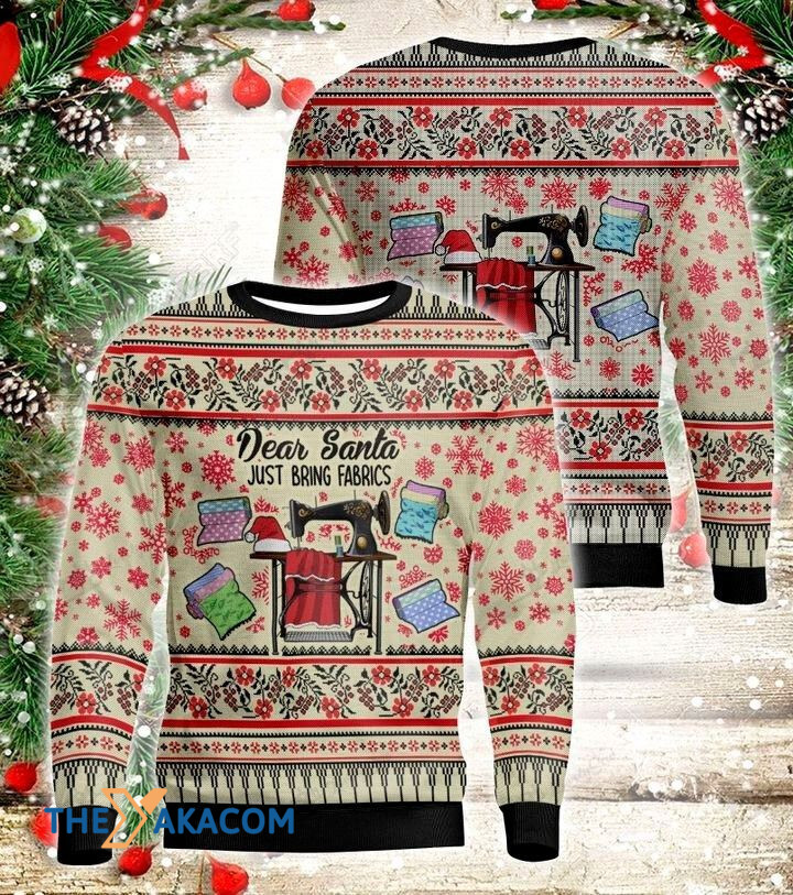 Personalized Christmas Day's Sewing Machine And Fabrics Gift For Christmas Ugly Christmas Sweater